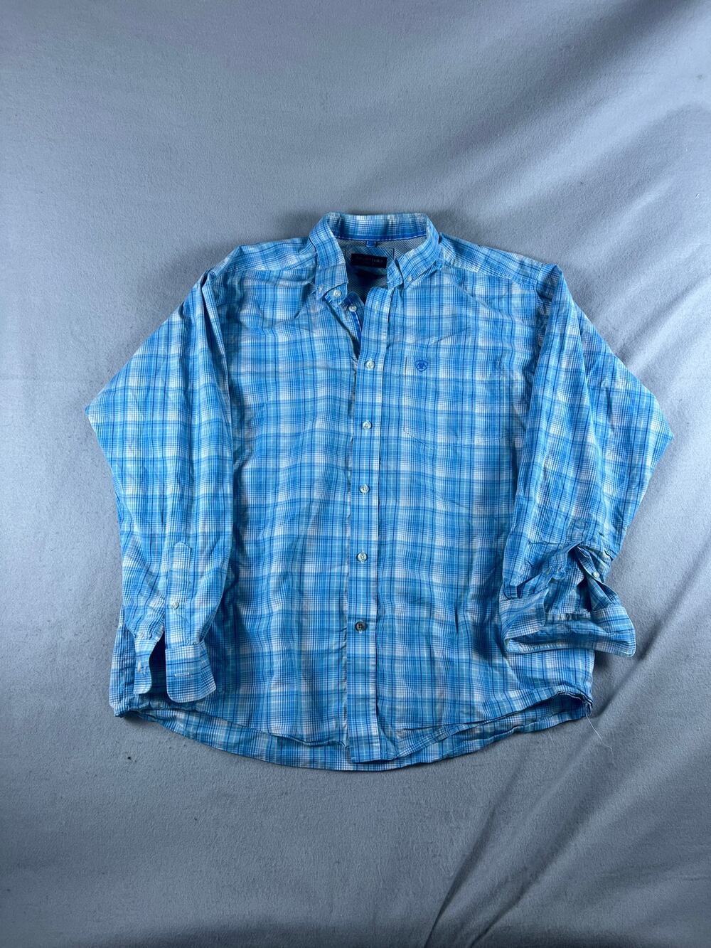 Ariat Pro Series Shirt Mens XL Blue Lyle Classic Fit Plaid Western Cowboy Ranch